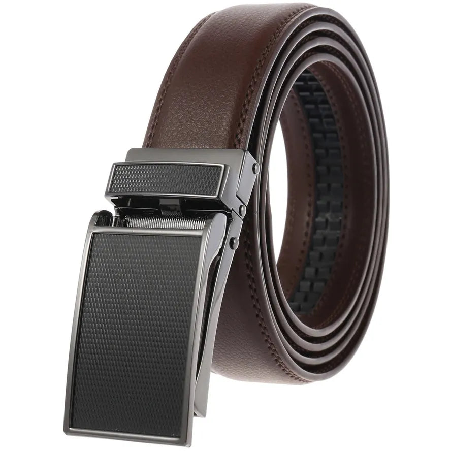 HKM-658323 Men's Leather Automatic Buckle Belt with Alloy Finish - Customisable Design