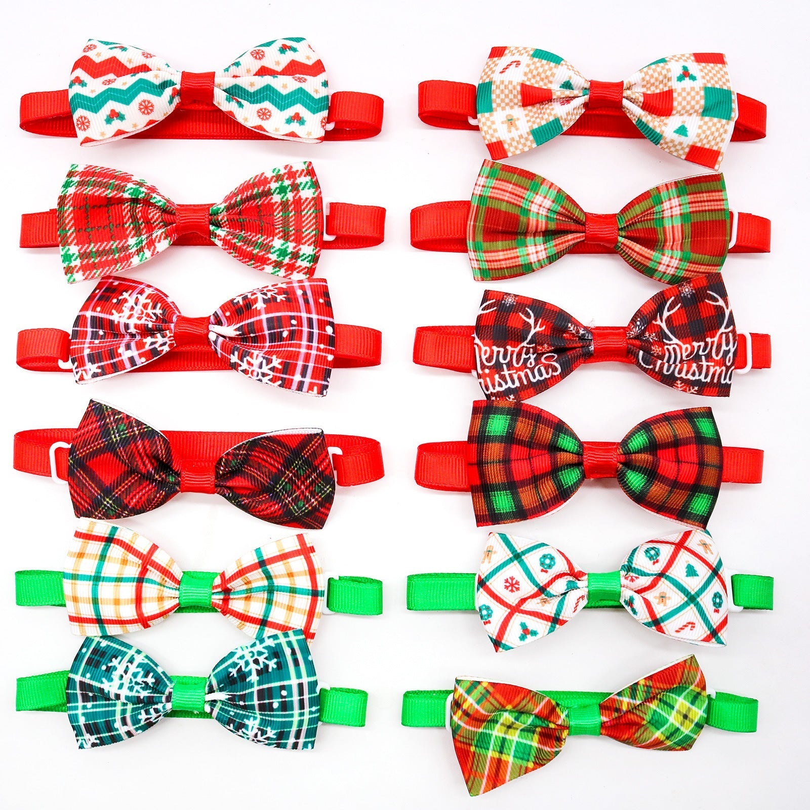 HKM-6583869 Christmas Plaid Striped Bow Tie for Dogs and Cats - Multiple Color Options Available