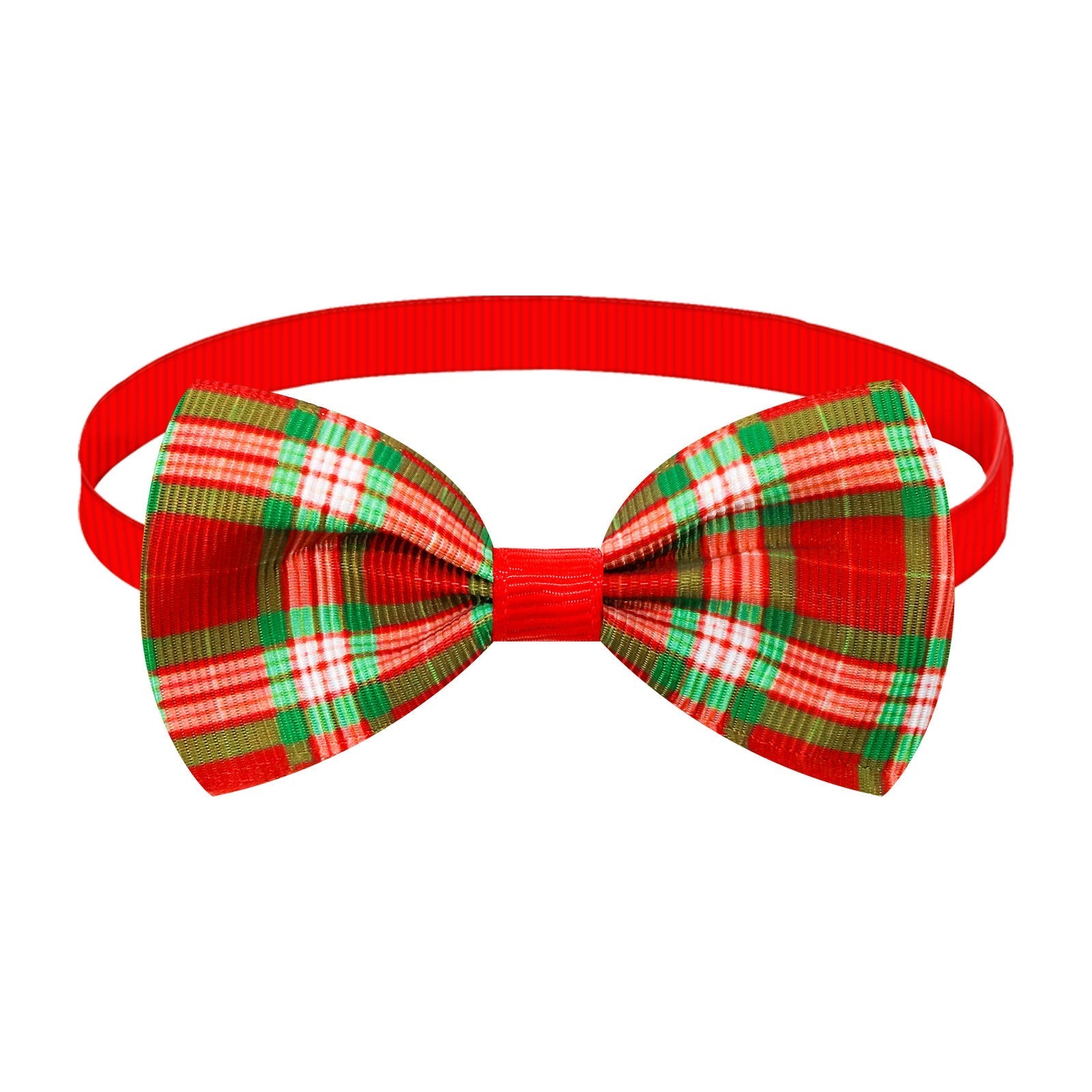 HKM-6583869 Christmas Plaid Striped Bow Tie for Dogs and Cats - Multiple Color Options Available