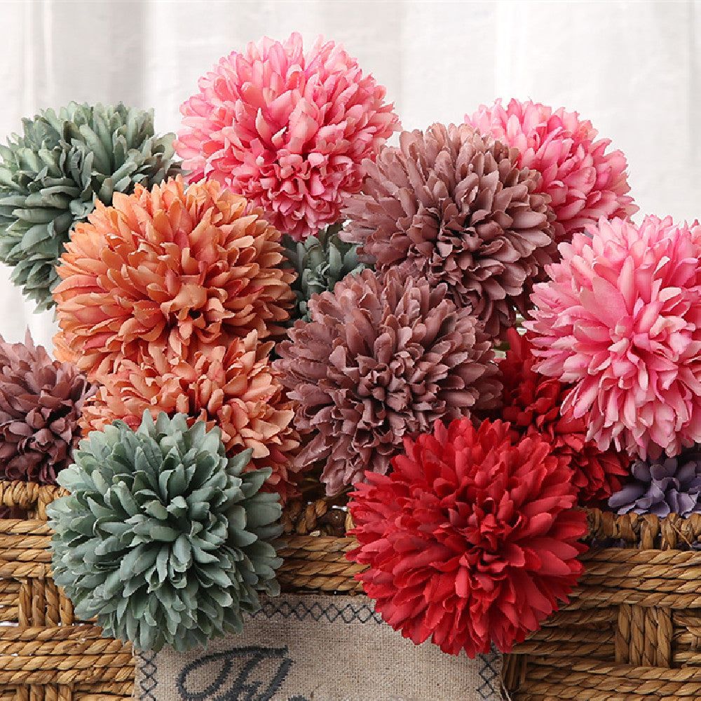 HKM-658387 Dandelion and Chrysanthemum Silk Flower Bouquet for Home Decor and Photography Props
