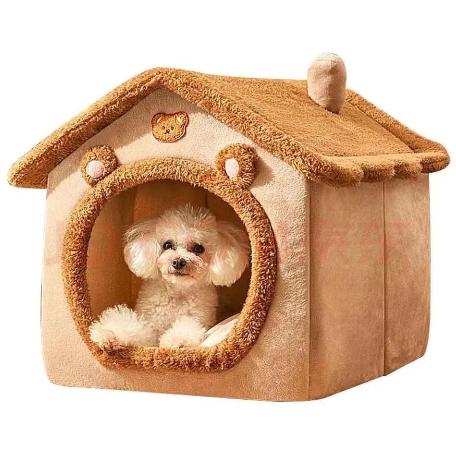 HKM-658451 Cozy Removable and Washable Dog House for Small Dogs and Cats – Foldable Pet Bed with Winter Warmth
