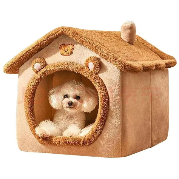 HKM-658451 Cozy Removable and Washable Dog House for Small Dogs and Cats – Foldable Pet Bed with Winter Warmth