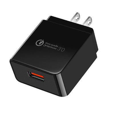 HKM-658515 QC3.0 Fast Charger with Fireproof PC Material, Dual Output: 5V 2.4A, Available in Bright Black and Bright White