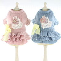HKM-6586045 Cotton Padded Dog and Cat Princess Skirt in Blue and Pink, Sizes XS to XL