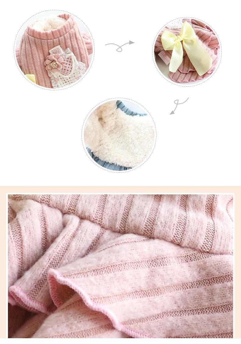 HKM-6586045 Cotton Padded Dog and Cat Princess Skirt in Blue and Pink, Sizes XS to XL