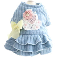 HKM-6586045 Cotton Padded Dog and Cat Princess Skirt in Blue and Pink, Sizes XS to XL