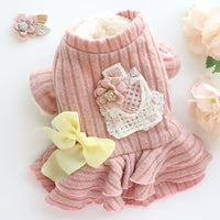 HKM-6586045 Cotton Padded Dog and Cat Princess Skirt in Blue and Pink, Sizes XS to XL