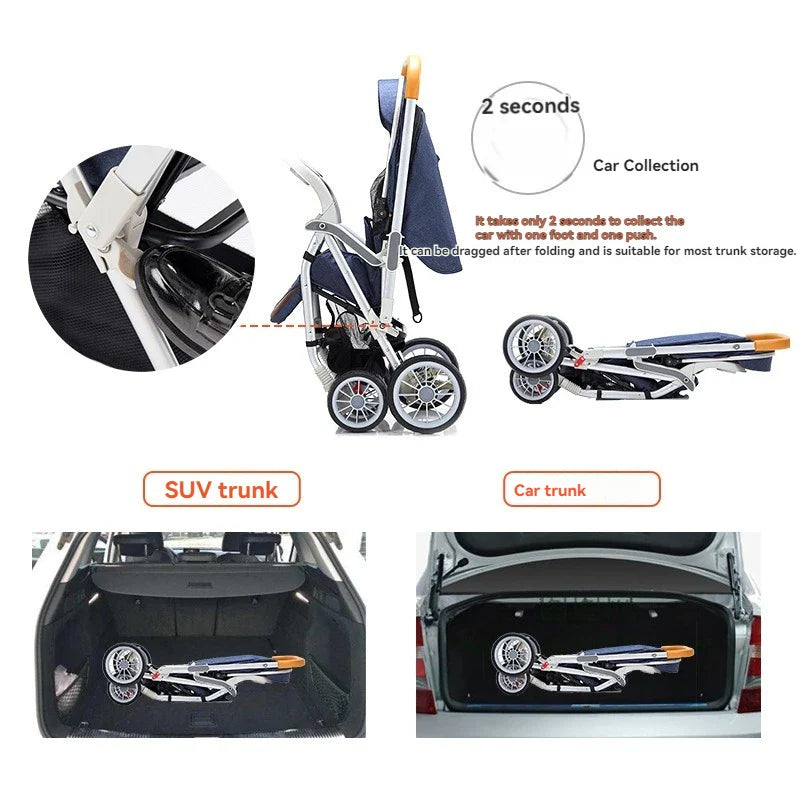 HKM-658643 Lightweight Foldable Compact Stroller for Travel with Luxury Features