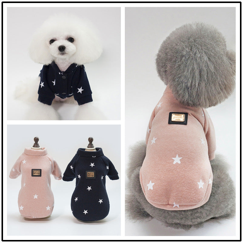 HKM-6586685 Cozy Cotton Pullover for Dogs in Pink and Purple Blue, Sizes S-XXL