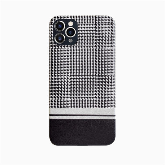 HKM-658707 Houndstooth Imitation Leather Soft Case for iPhone 12/11/X/8/7 Series