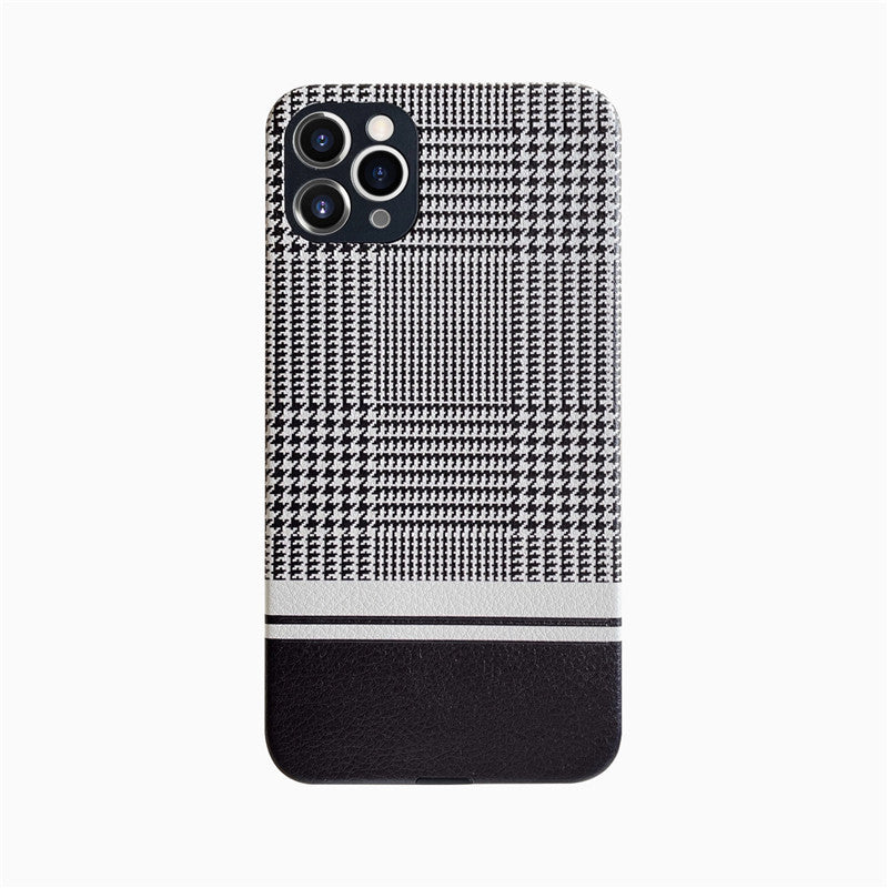 HKM-658707 Houndstooth Imitation Leather Soft Case for iPhone 12/11/X/8/7 Series