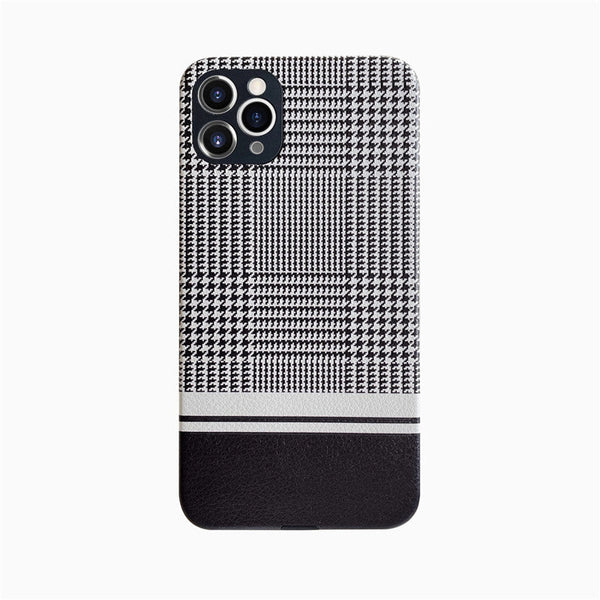 HKM-658707 Houndstooth Imitation Leather Soft Case for iPhone 12/11/X/8/7 Series