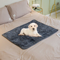 HKM-6588221 Fluffy Waterproof Pet Blanket for Dogs and Cats - Soft Flannel and Lamb Velvet, Washable in Gray, Navy Blue, or Camel Coffee