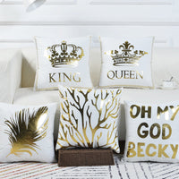 HKM-658835 Elegant Velvet Pillowcase with White Gold Sequins - 45x45cm Cushion Cover for Sofa and Bed