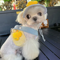 HKM-6588861 Spring Summer Pet Pulling Set with Harness, Leash, and Cute Hat for Cats and Dogs