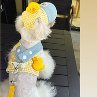 HKM-6588861 Spring Summer Pet Pulling Set with Harness, Leash, and Cute Hat for Cats and Dogs