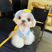 HKM-6588861 Spring Summer Pet Pulling Set with Harness, Leash, and Cute Hat for Cats and Dogs