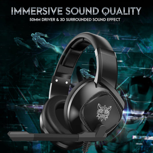 HKM-658963 RGB Gaming Headset with Noise-Canceling Microphone and Volume Control for Xbox One and PS4