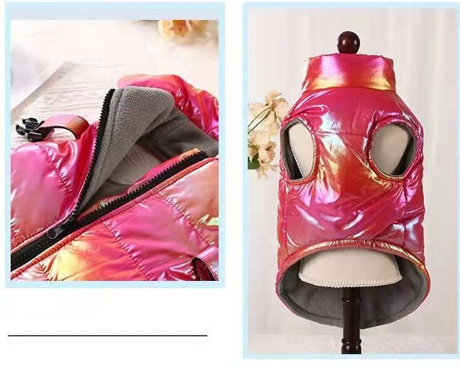 HKM-6589757 Universal Rainbow Gradient Dog Vest Costume in Silver, Rose, Blue - Polyester Material for Small and Medium Sizes