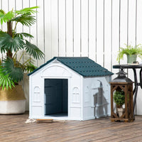 HKM-6591037 Water-Resistant Plastic Dog House for Small and Medium Dogs with Ventilation and Easy Assembly