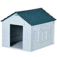 HKM-6591037 Water-Resistant Plastic Dog House for Small and Medium Dogs with Ventilation and Easy Assembly