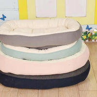 HKM-6591421 Thickened Round Plush Pet Basin in Green, Pink, Gray, Navy Blue - Small & Large Sizes Available