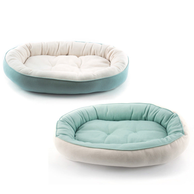 HKM-6591421 Thickened Round Plush Pet Basin in Green, Pink, Gray, Navy Blue - Small & Large Sizes Available