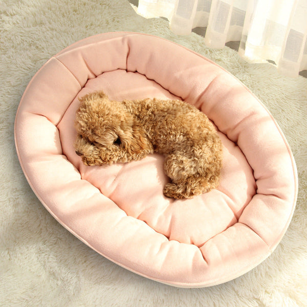 HKM-6591421 Thickened Round Plush Pet Basin in Green, Pink, Gray, Navy Blue - Small & Large Sizes Available