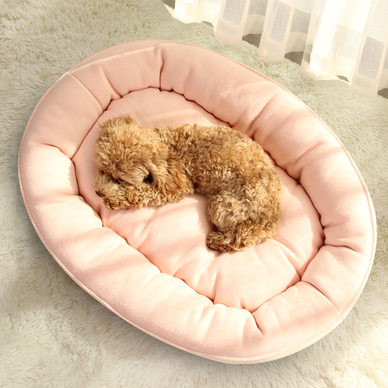 HKM-6591421 Thickened Round Plush Pet Basin in Green, Pink, Gray, Navy Blue - Small & Large Sizes Available
