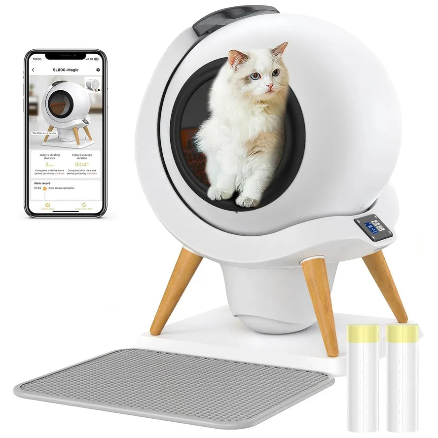 HKM-659219 Smart Automatic Cat Litter Box with App Control for Multi-Cat Households
