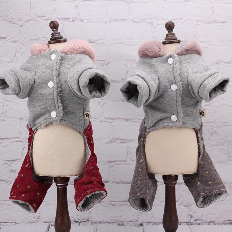 HKM-6592445 Hooded Sweatshirt for Dogs – Cozy Polyester Pet Outerwear in Wine Red & Smoke Gray