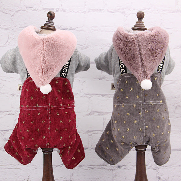 HKM-6592445 Hooded Sweatshirt for Dogs – Cozy Polyester Pet Outerwear in Wine Red & Smoke Gray