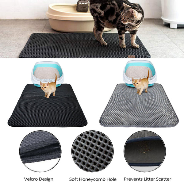 HKM-6592957 Waterproof Double Layer EVA Cat Litter Mat with Honeycomb Design for Easy Cleaning and Maximum Protection