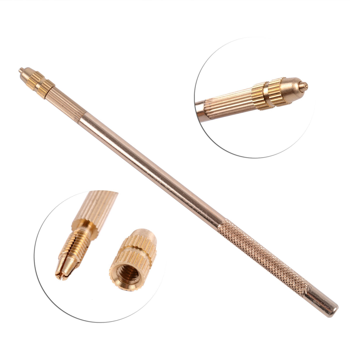 HKM-659347 Hand Woven Long Straight Hair Extensions with Bangs - Metal Copper Crochet Hook, 15cm
