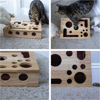 HKM-6594621 Solid Wood Square Maze Cat Toy for Interactive Play and Enrichment