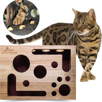 HKM-6594621 Solid Wood Square Maze Cat Toy for Interactive Play and Enrichment