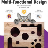 HKM-6594621 Solid Wood Square Maze Cat Toy for Interactive Play and Enrichment