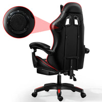 HKM-659475 Ergonomic Gaming Chair with LED RGB Lights, High Back Support, Footrest, and Adjustable Lumbar Support in Leather