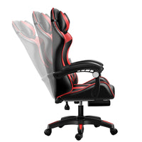 HKM-659475 Ergonomic Gaming Chair with LED RGB Lights, High Back Support, Footrest, and Adjustable Lumbar Support in Leather