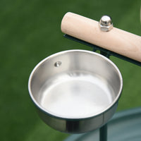 HKM-6595005 Rolling T-Stand Bird Training Playground with Perch and Stainless Steel Bowls