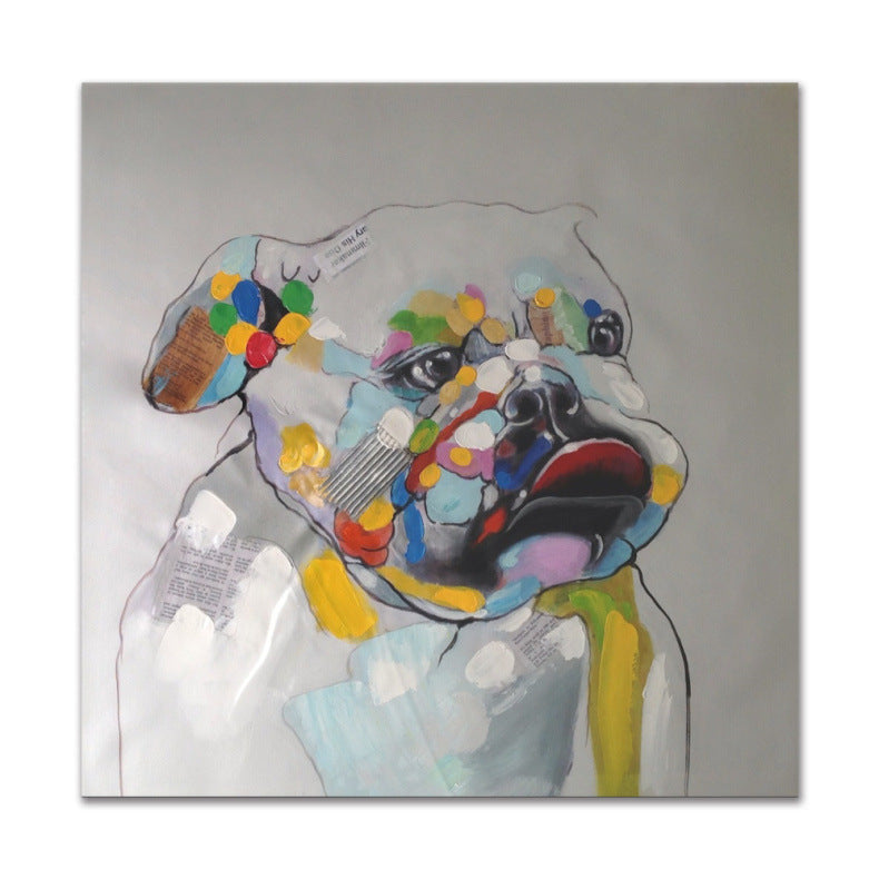 HKM-659539 Kawaii Pug Dog Animal Canvas Painting - Adorable Pet Art for Home Decor