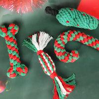 HKM-6595773 Christmas-Themed Interactive Cotton Rope Dog Toy Set for Small & Medium Dogs - Bite-Resistant & Tooth-Cleaning Fun