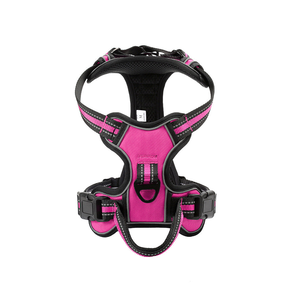HKM-6596413 Reflective Breathable Dog Vest with Chest Strap and Hand-Holding Rope - Multiple Colors Available