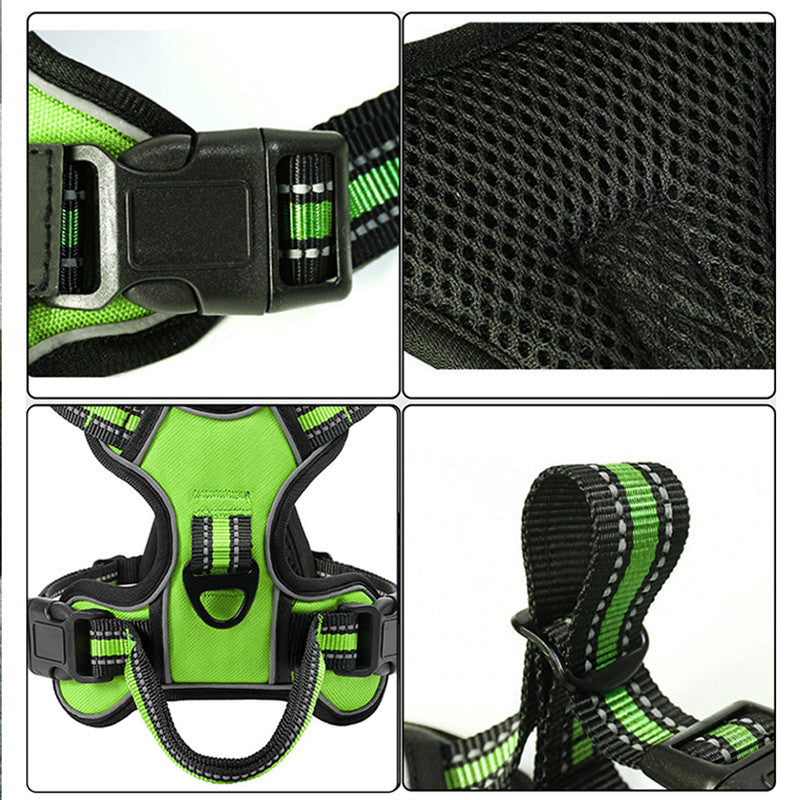HKM-6596413 Reflective Breathable Dog Vest with Chest Strap and Hand-Holding Rope - Multiple Colors Available