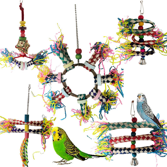 HKM-659859 Parrot Playtime Toy Set - 5 Fun and Engaging Bird Toys