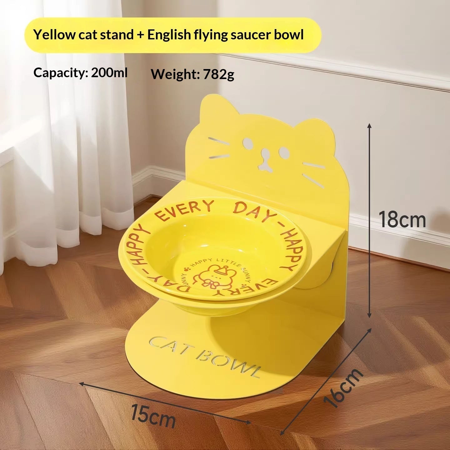 HKM-6599101 Ceramic Elevated Cat Bowl with Cervical Spine Protection for Comfortable Feeding