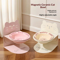 HKM-6599101 Ceramic Elevated Cat Bowl with Cervical Spine Protection for Comfortable Feeding