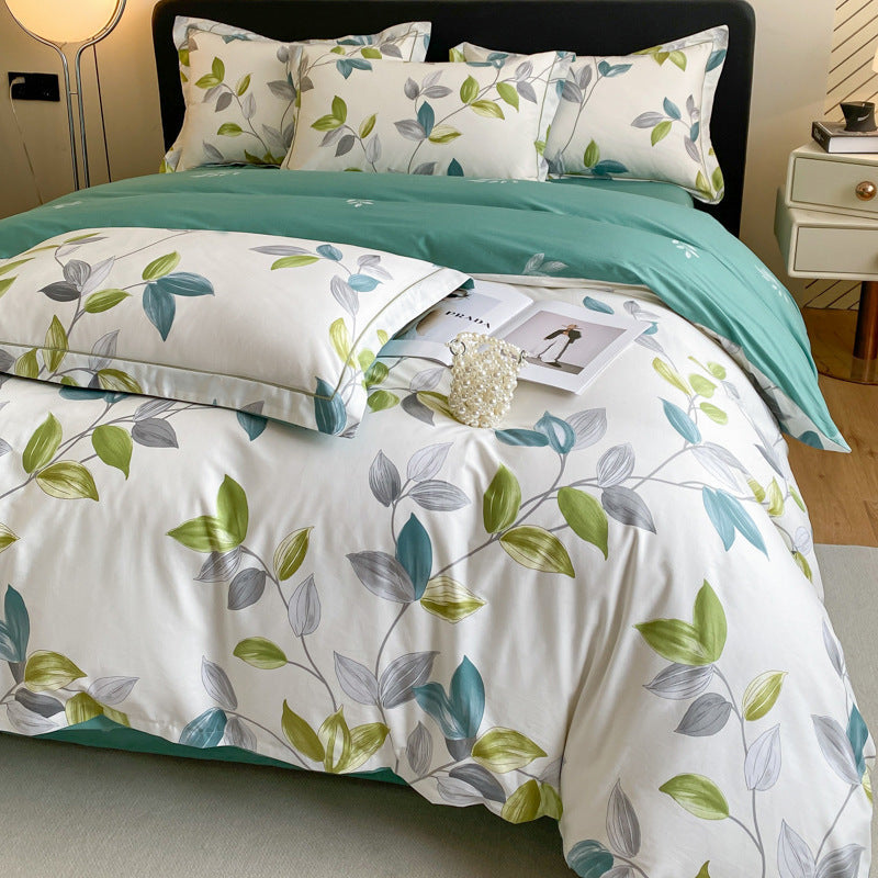 HKM-659923 Cotton Four-Piece Bedding Set with Duvet Cover and Pillowcases for 1.5m and 1.8m Beds