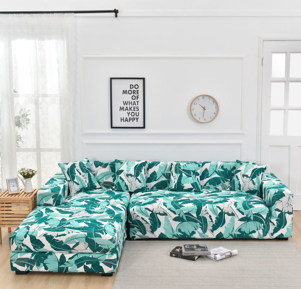 HKM-659987 Elastic Stretch Sofa Cover Protector for L-Shaped Living Room – Anti-Dust Polyester, Geometric Design