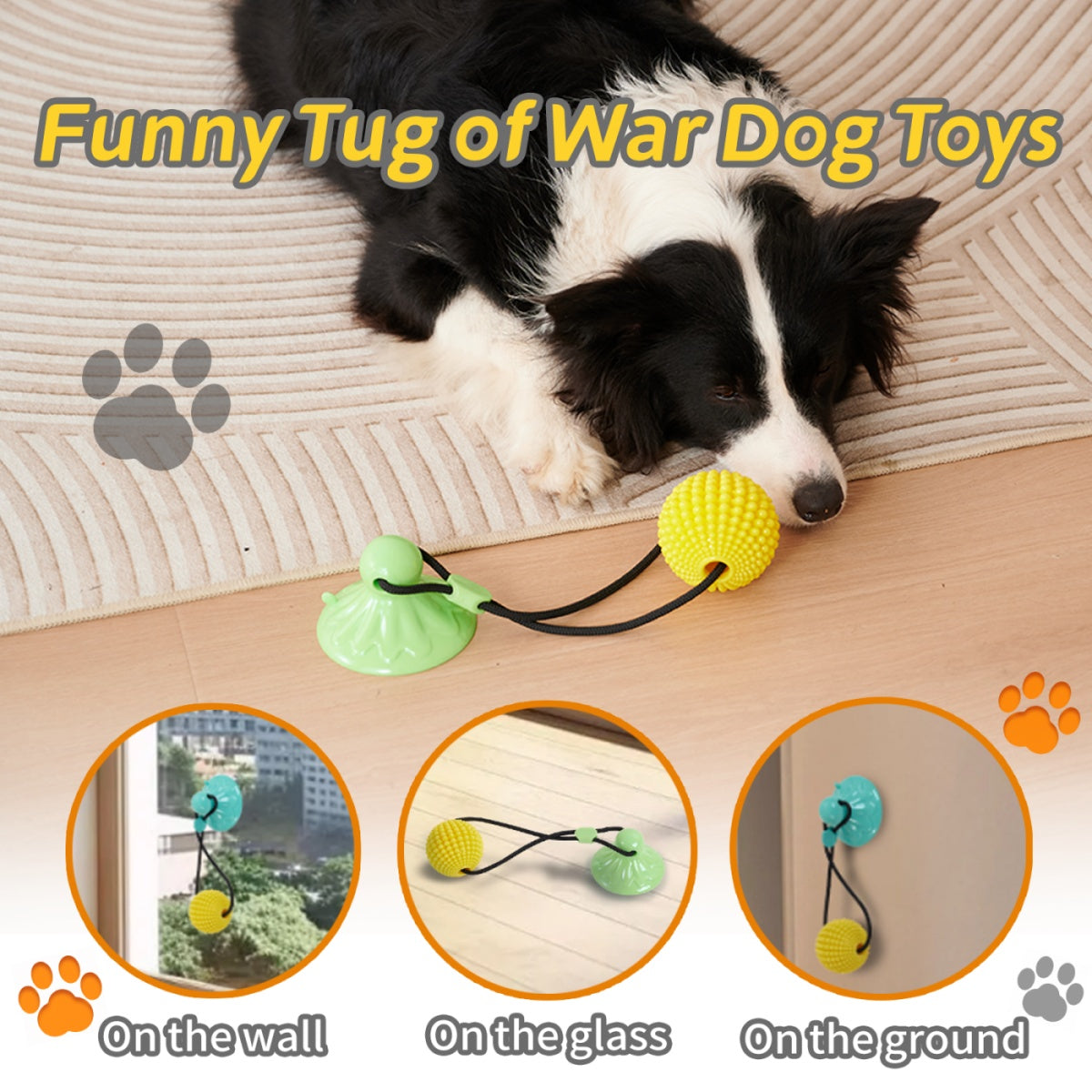 HKM-6600381 Interactive Suction Cup Corn Ball Chew Toys for Medium to Large Dogs - Tug of War & Teeth Cleaning